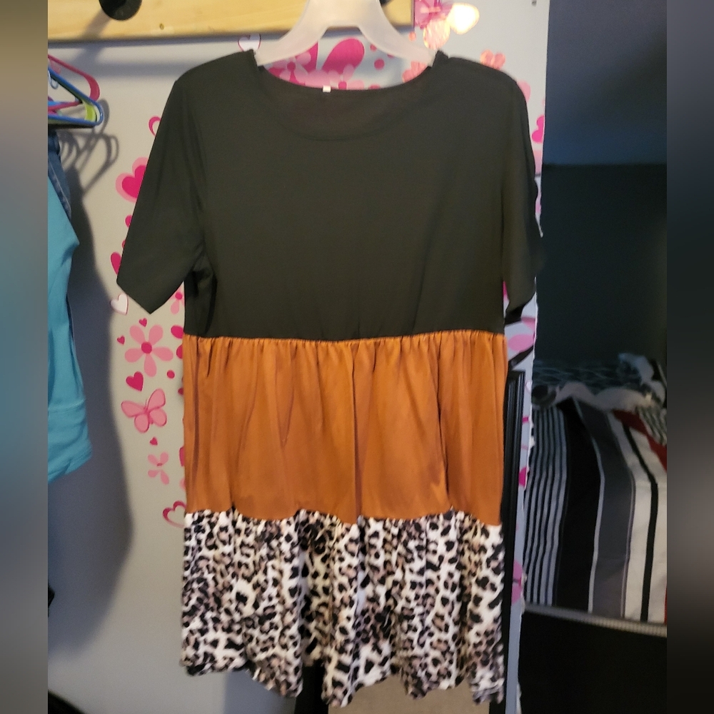 Stylish Black and Brown Colorblock Dress